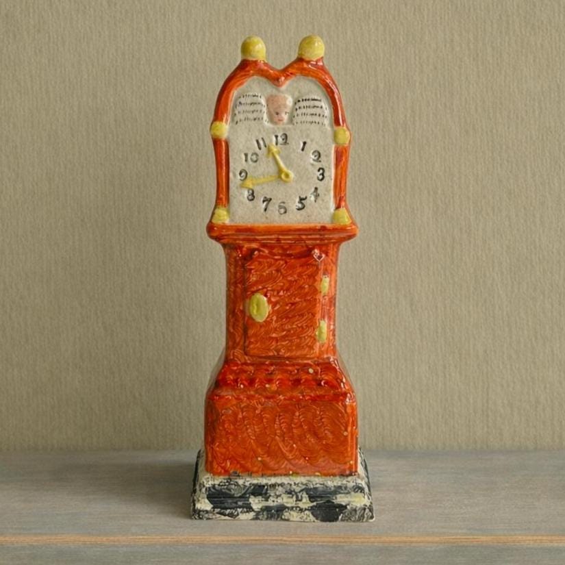 Miniature Staffordshire Pearlware Long Case Clock Model Grandfather Clock C 1820