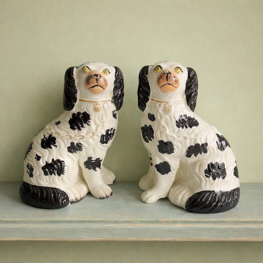 Antique Pair Of Staffordshire Disraeli Dog Figures Victorian C 1860