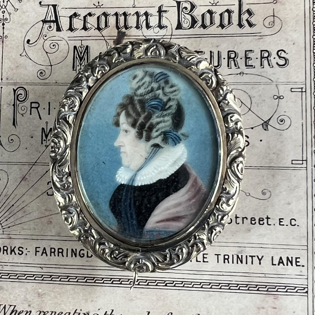 Miniature Portrait Painting Mourning Brooch Named Sitter Scottish C 1852
