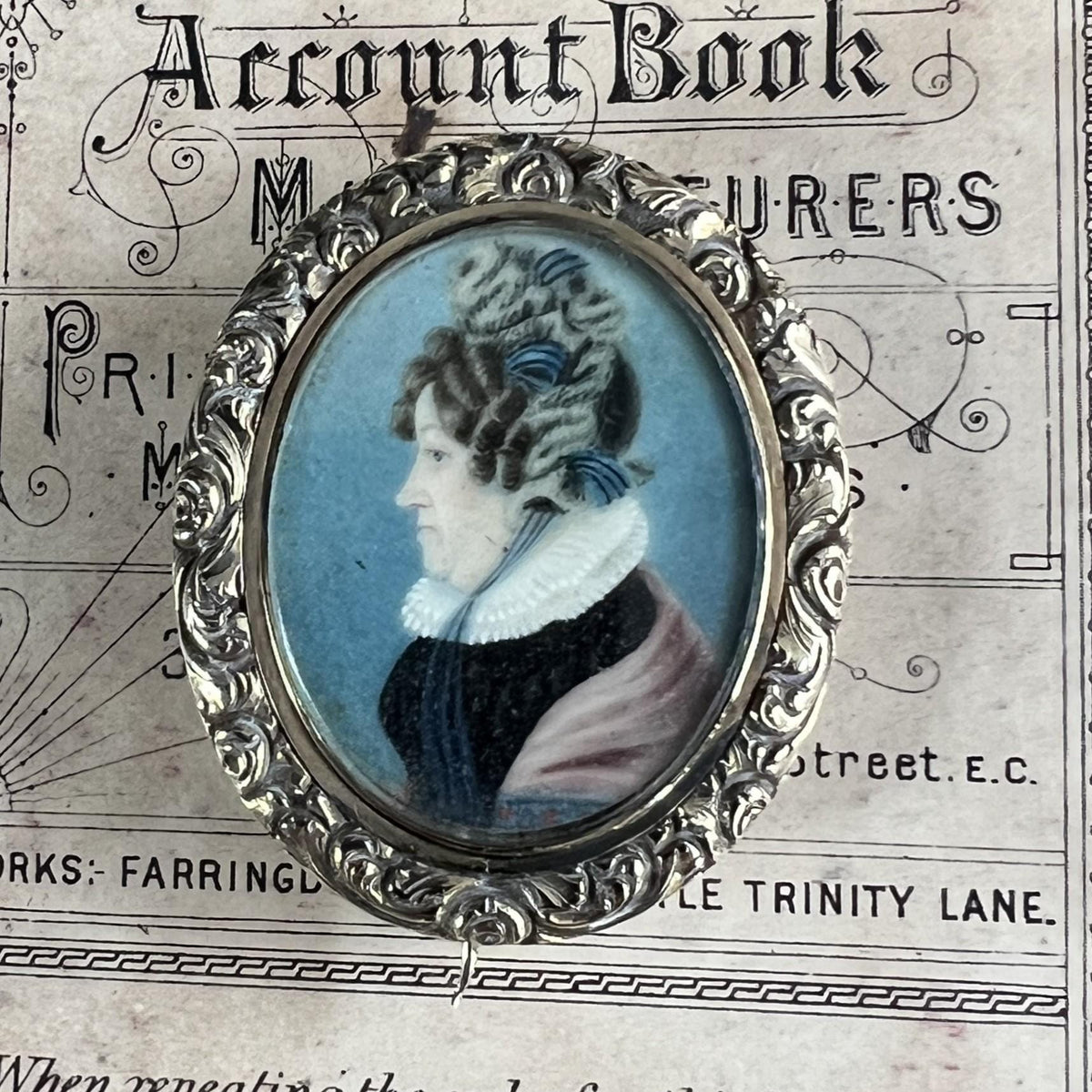 Miniature Portrait Painting Mourning Brooch Named Sitter Scottish C 1852