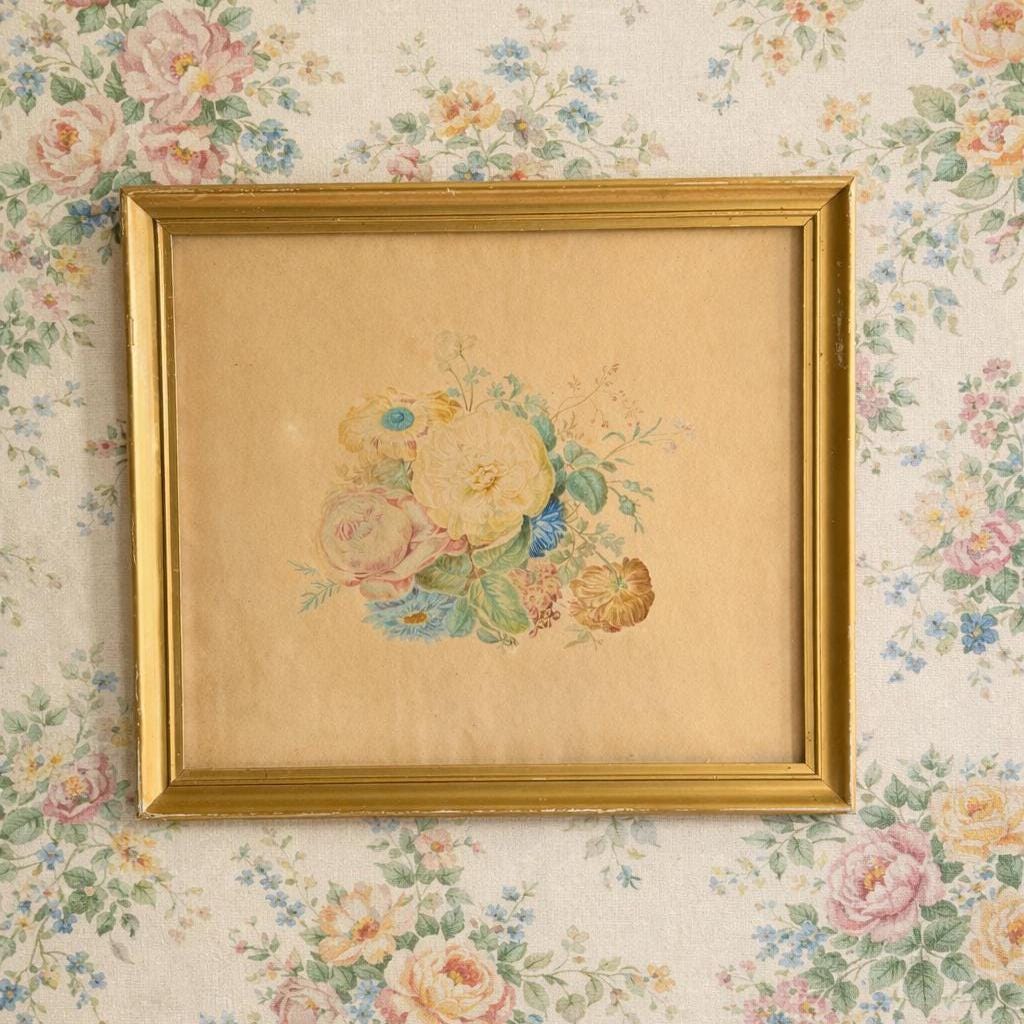 Antique 19th Century Floral Painting Georgian C 1830