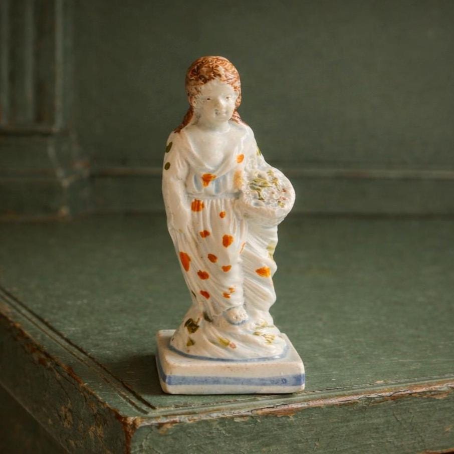1790 Pratt Ware Pearlware Figure, English Cornucopia of Plenty