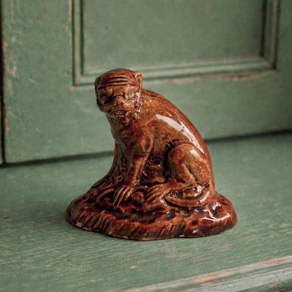 RARE 18th Century English Toy Pottery Figure Monkey C 1780s