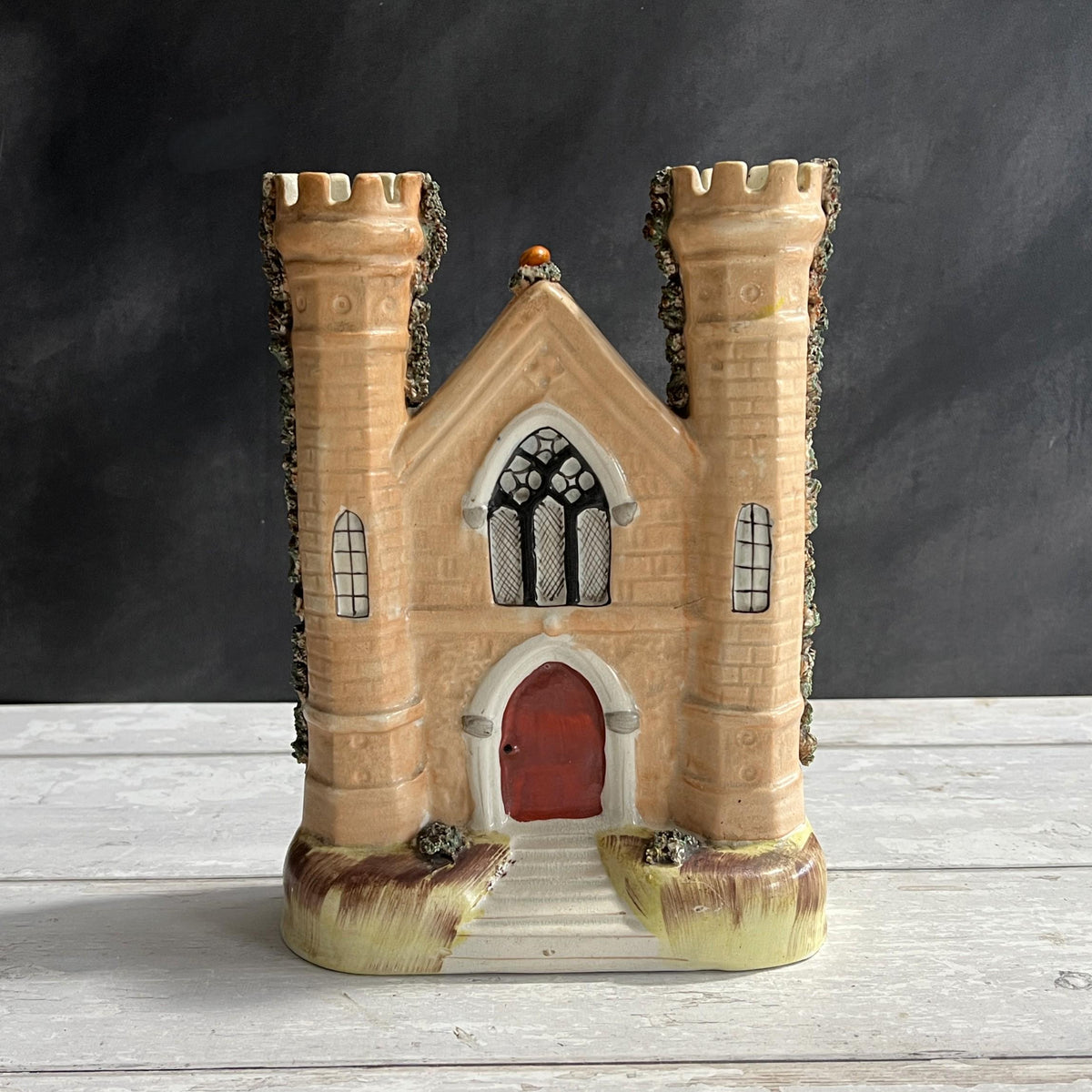 Staffordshire Figure Large Castle Church Flatback Spill Vase C 1860