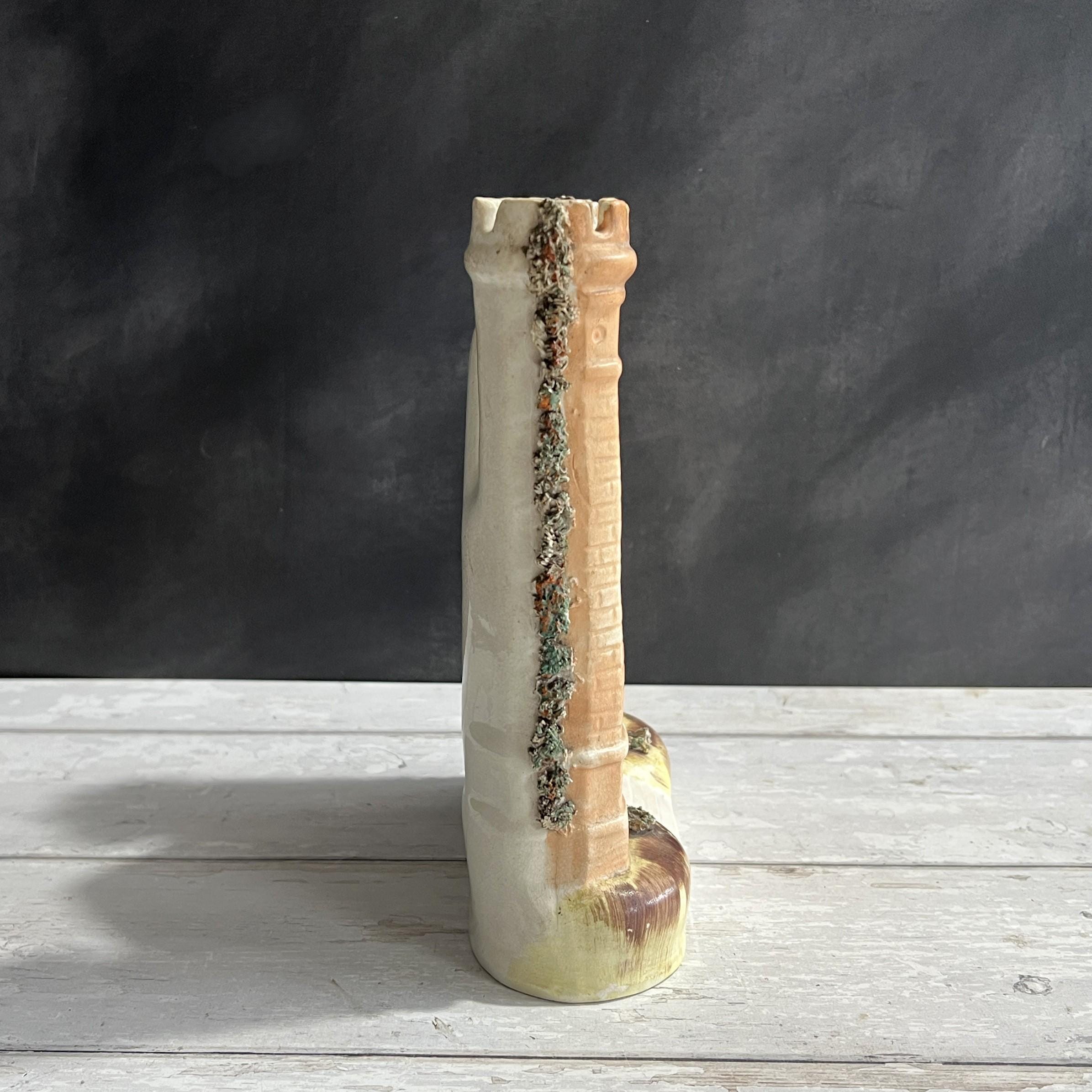 Staffordshire Figure Large Castle Church Flatback Spill Vase C 1860