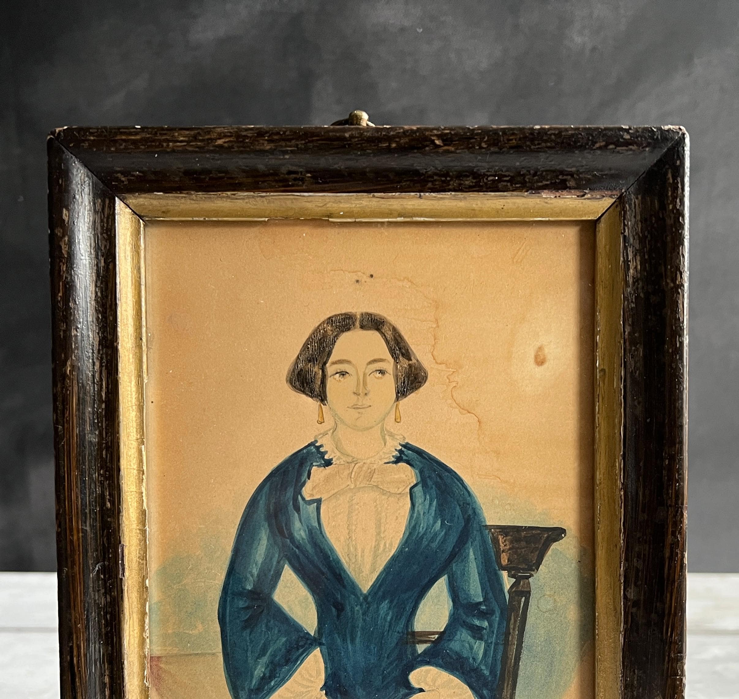 19th Century Miniature Folk Art Portrait of Anne Maria Scivyer of Brighton England 1852