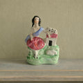 19th Century Miniature Staffordshire Figure Rabbit and Girl C 1870