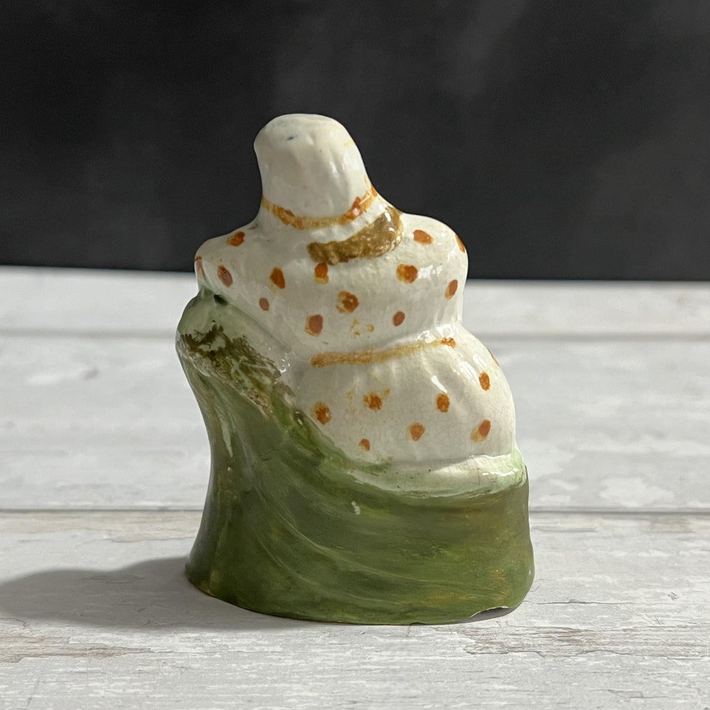 19th Century Toy Prattware Staffordshire Figure Lady Resting Circa 1810 AF