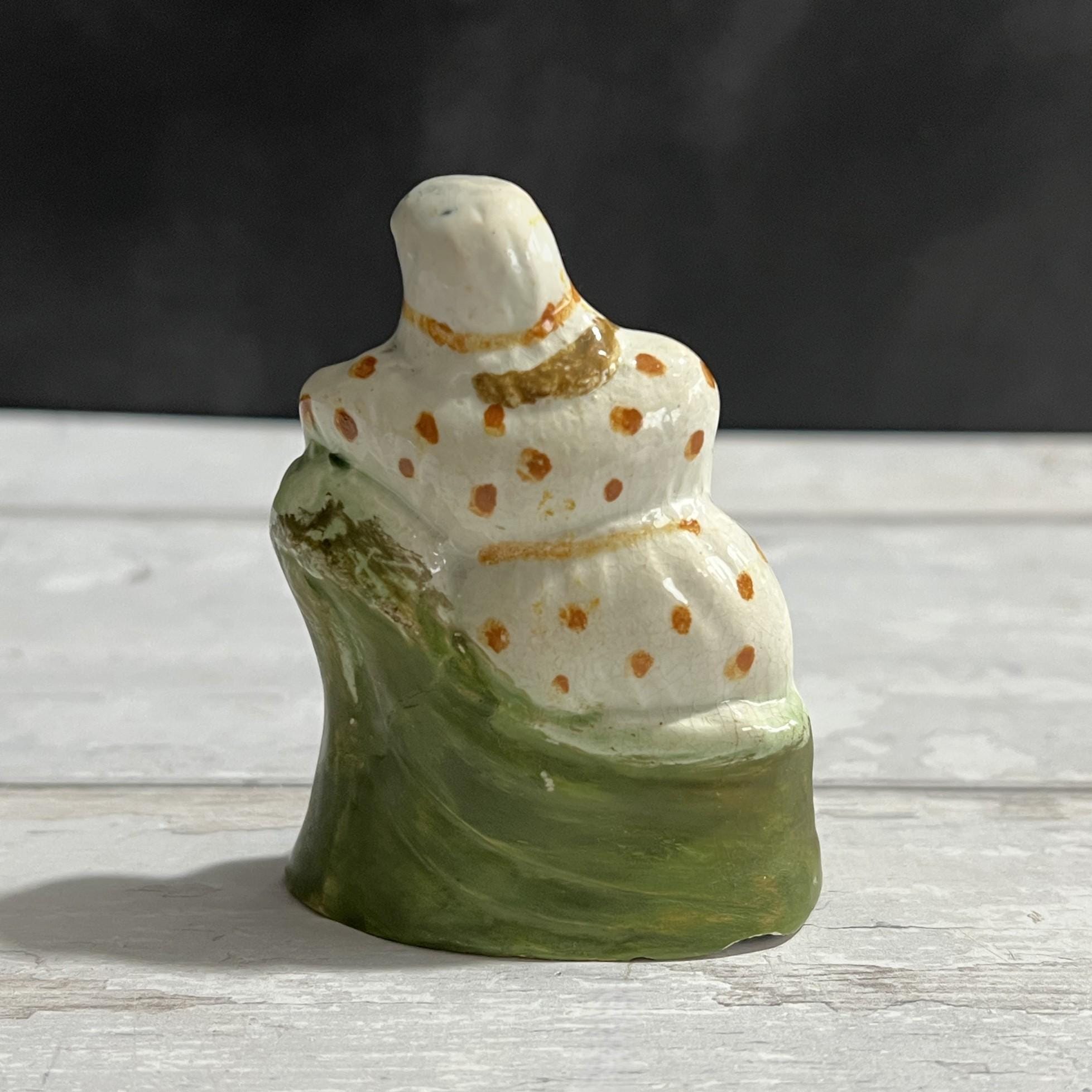 19th Century Toy Prattware Staffordshire Figure Lady Resting Circa 1810 AF