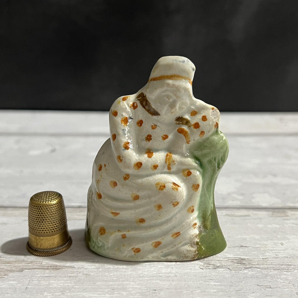 19th Century Toy Prattware Staffordshire Figure Lady Resting Circa 1810 AF