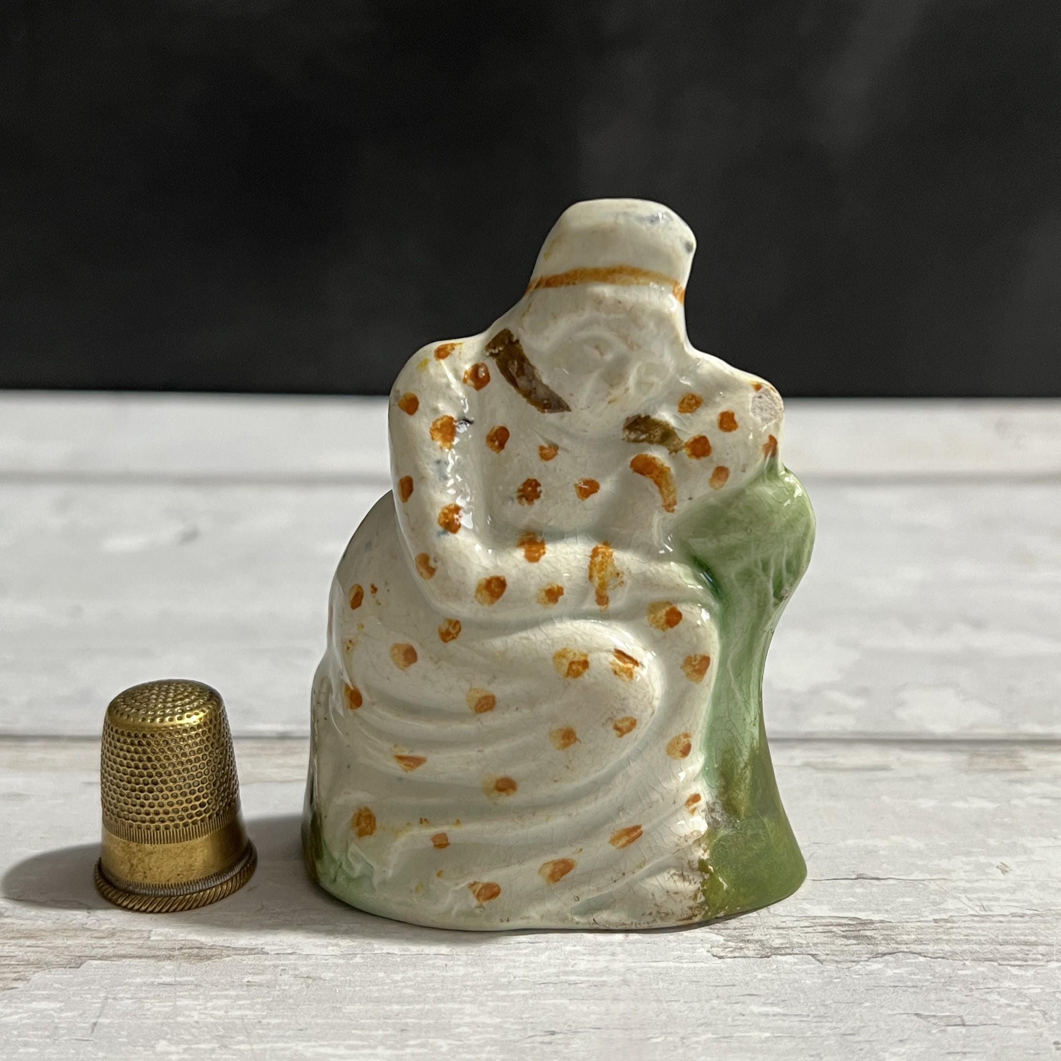 19th Century Toy Prattware Staffordshire Figure Lady Resting Circa 1810 AF
