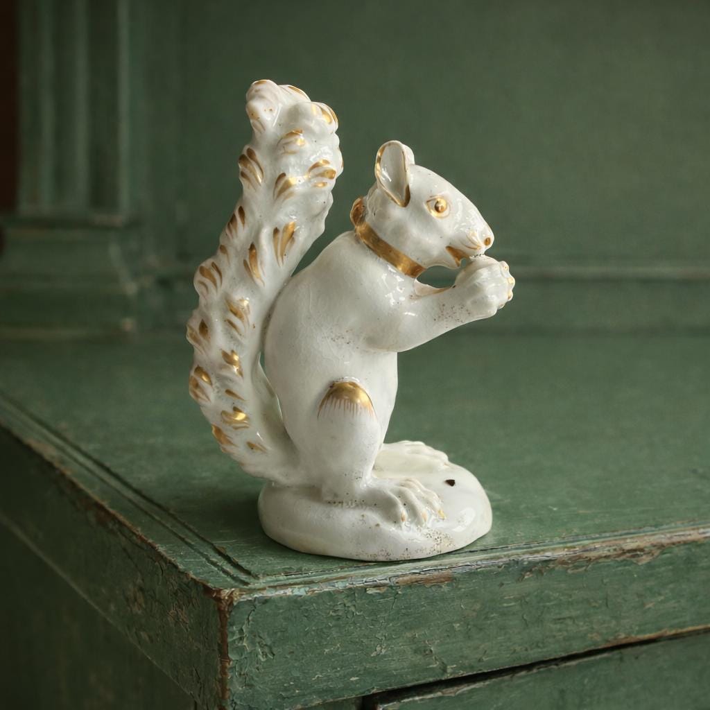 RARE 19th Century Antique Derby White Porcelain Squirrel Figure C 1810