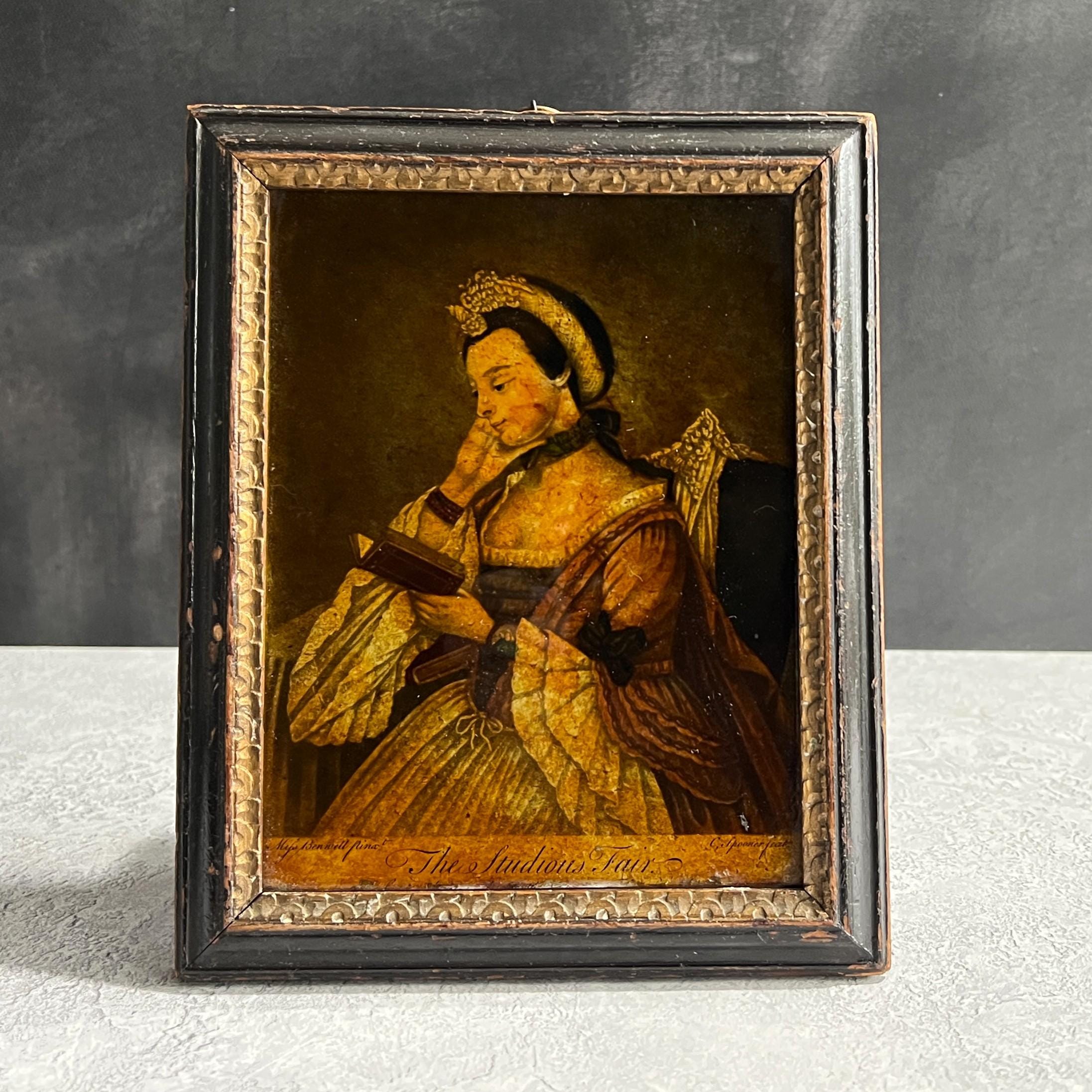 18th Century Miniature Queen Charlotte Reverse Print On Glass English C 1770 RARE