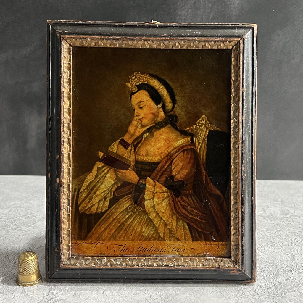 18th Century Miniature Queen Charlotte Reverse Print On Glass English C 1770 RARE