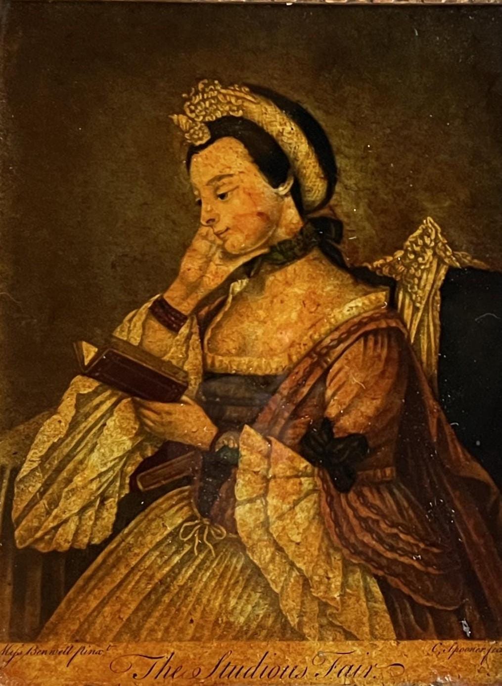 18th Century Miniature Queen Charlotte Reverse Print On Glass English C 1770 RARE