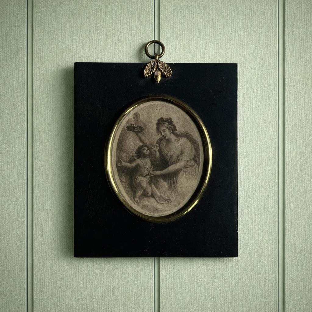 18th Century Charles Taylor Stipple Engraving Portrait Miniature Mother & Child C 1790