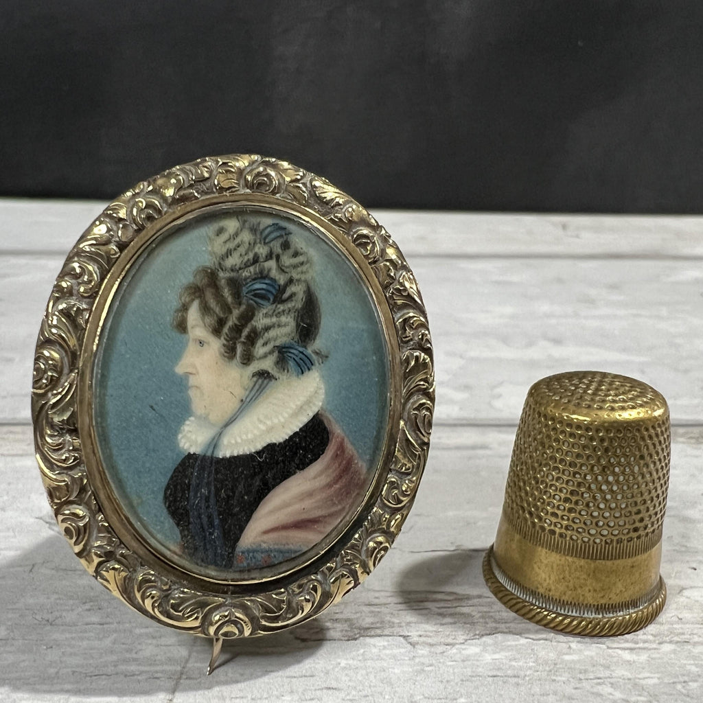 Miniature Portrait Painting Mourning Brooch Named Sitter Scottish C 1852