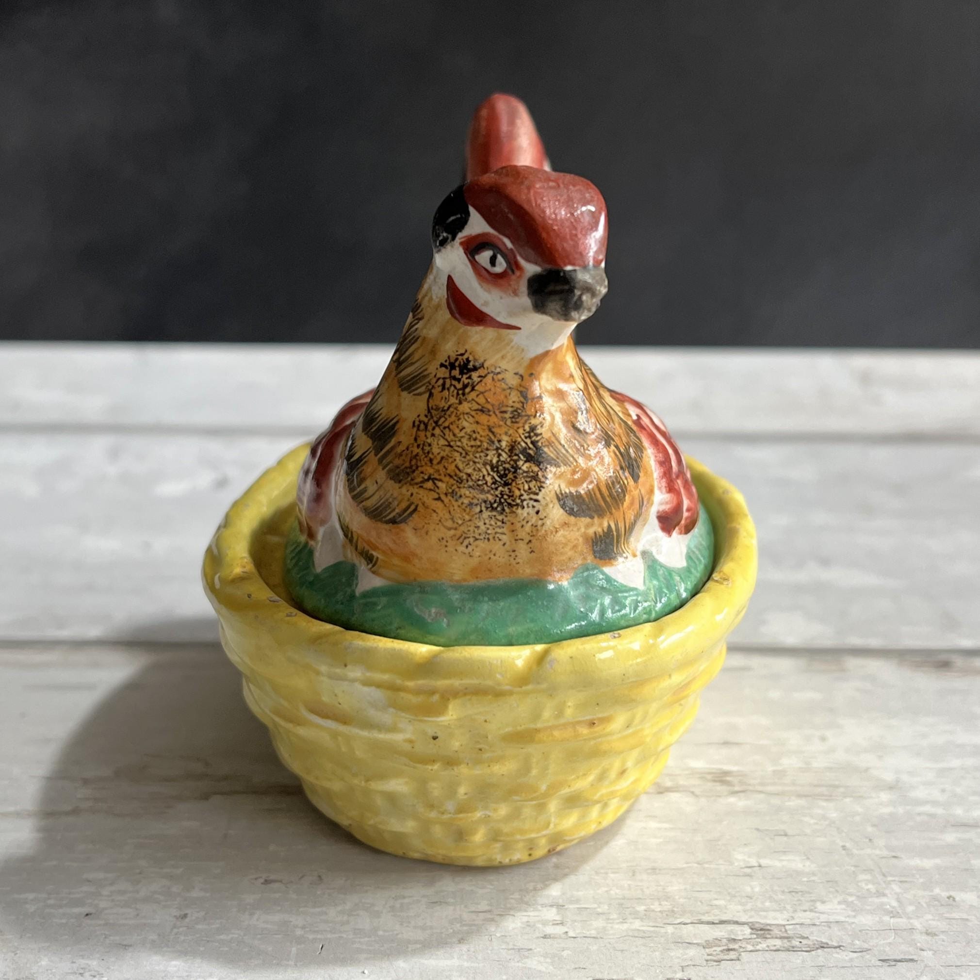 Antique Staffordshire Hen on Nest Miniature Size C 1870