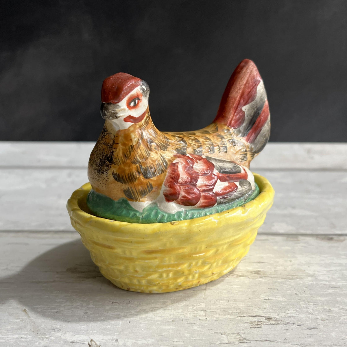Antique Staffordshire Hen on Nest Miniature Size C 1870