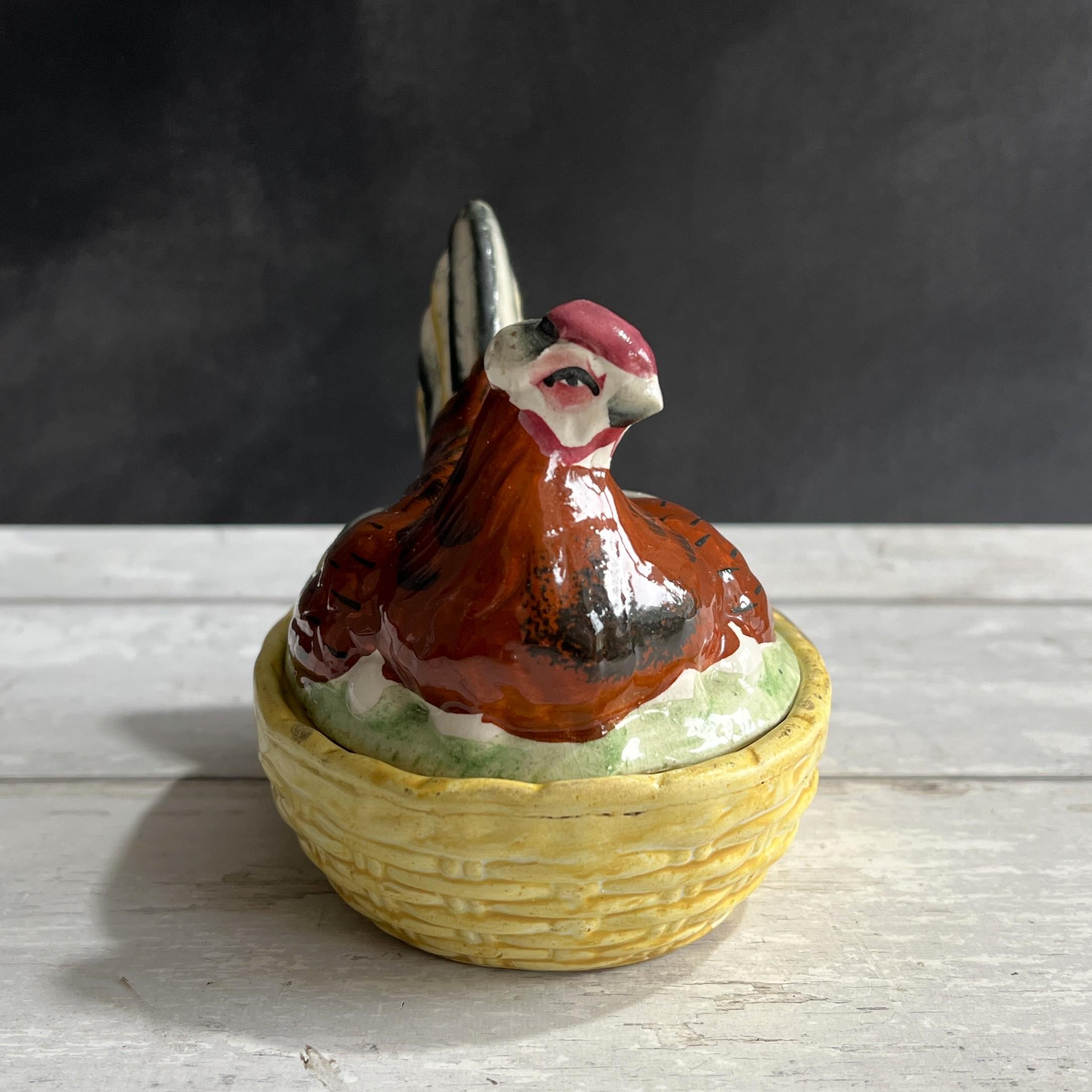 Antique Staffordshire Hen On Nest Egg Holder Folk Art C 1870
