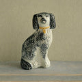 19th Century Staffordshire Dog Figure SMALL Dog Black Spatter Ware Spongeware C 1870