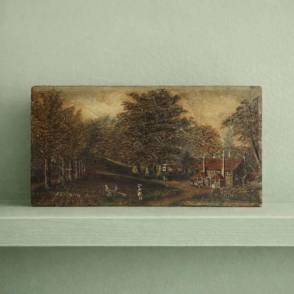 19th Century English Folk Art Oil Painting The Cowherds Inn Southampton C 1880