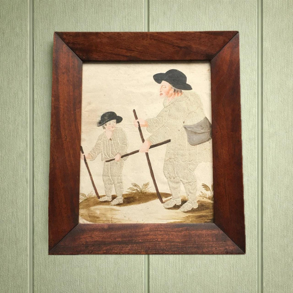 18th Century Pin Prick Picture Folk Art Painting C 1790