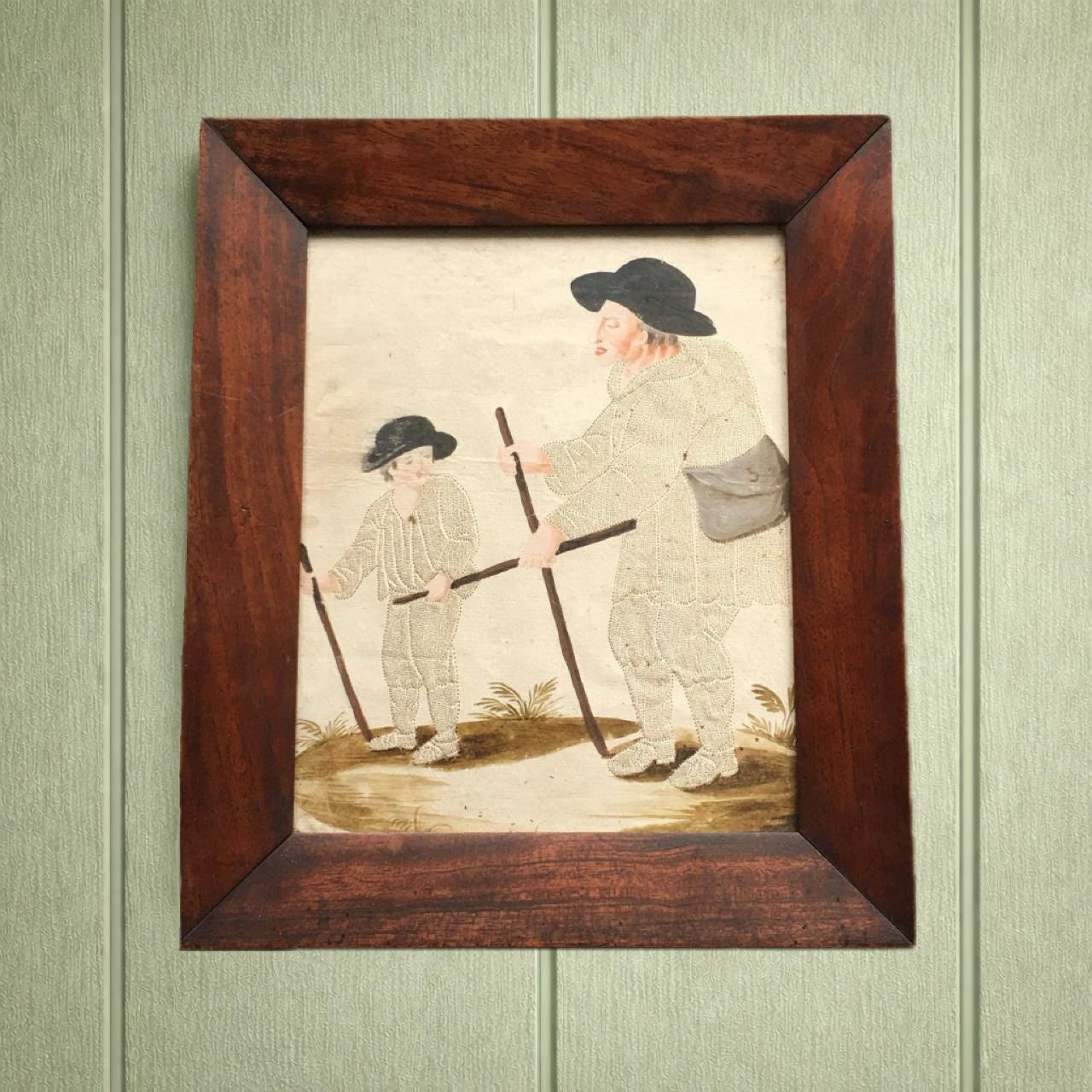 18th Century Pin Prick Picture Folk Art Painting C 1790