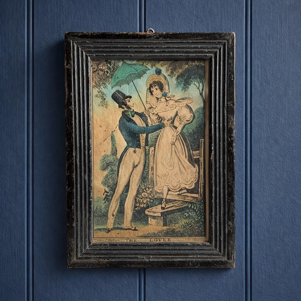 19th Century Cottage Print The Lover Engraving by J Fairburn C 1835