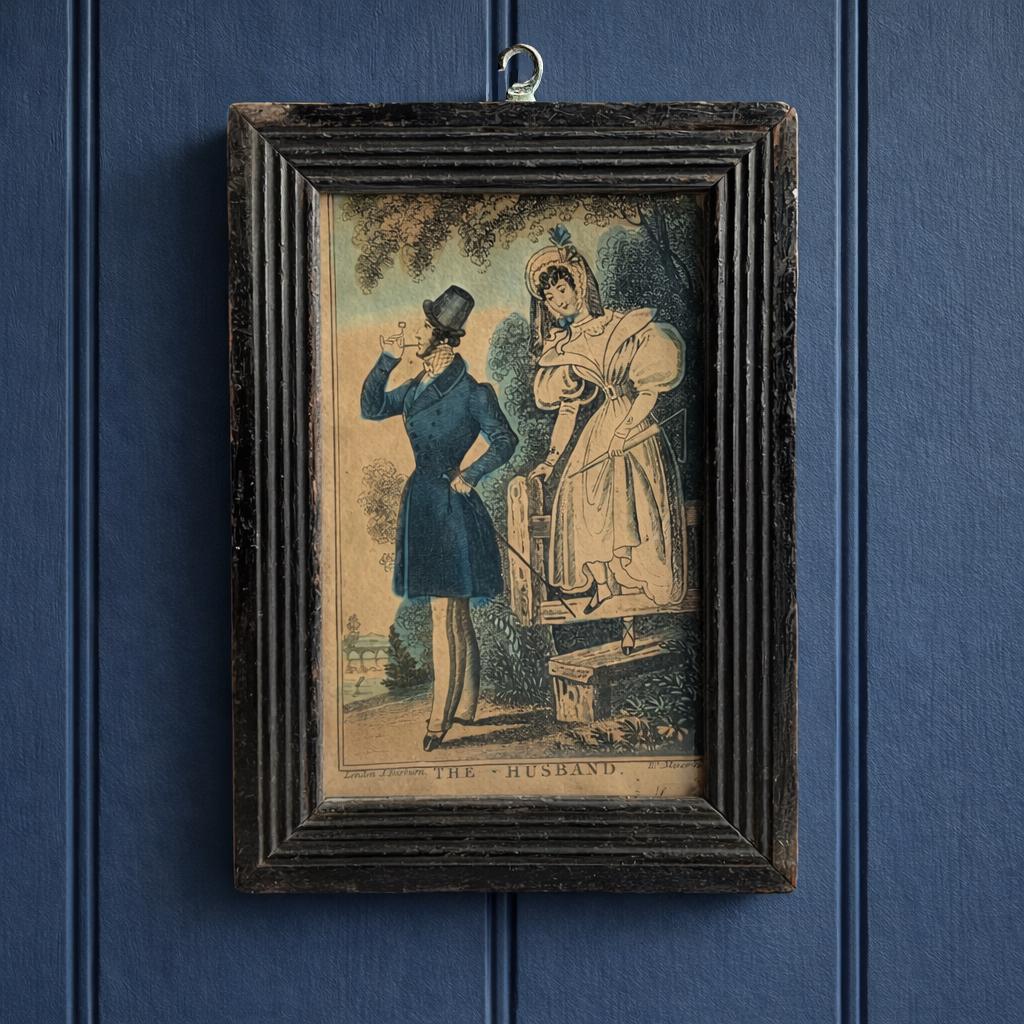 19th Century Miniature Nursery Print The Husband Engraving by J Fairburn C 1835