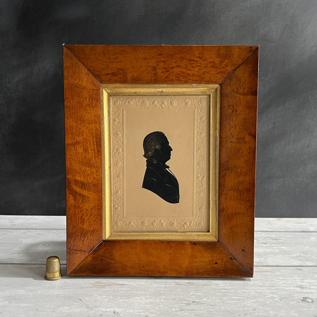 Antique Gentleman Silhouette, Dobbs Embossed Card, C 1840s