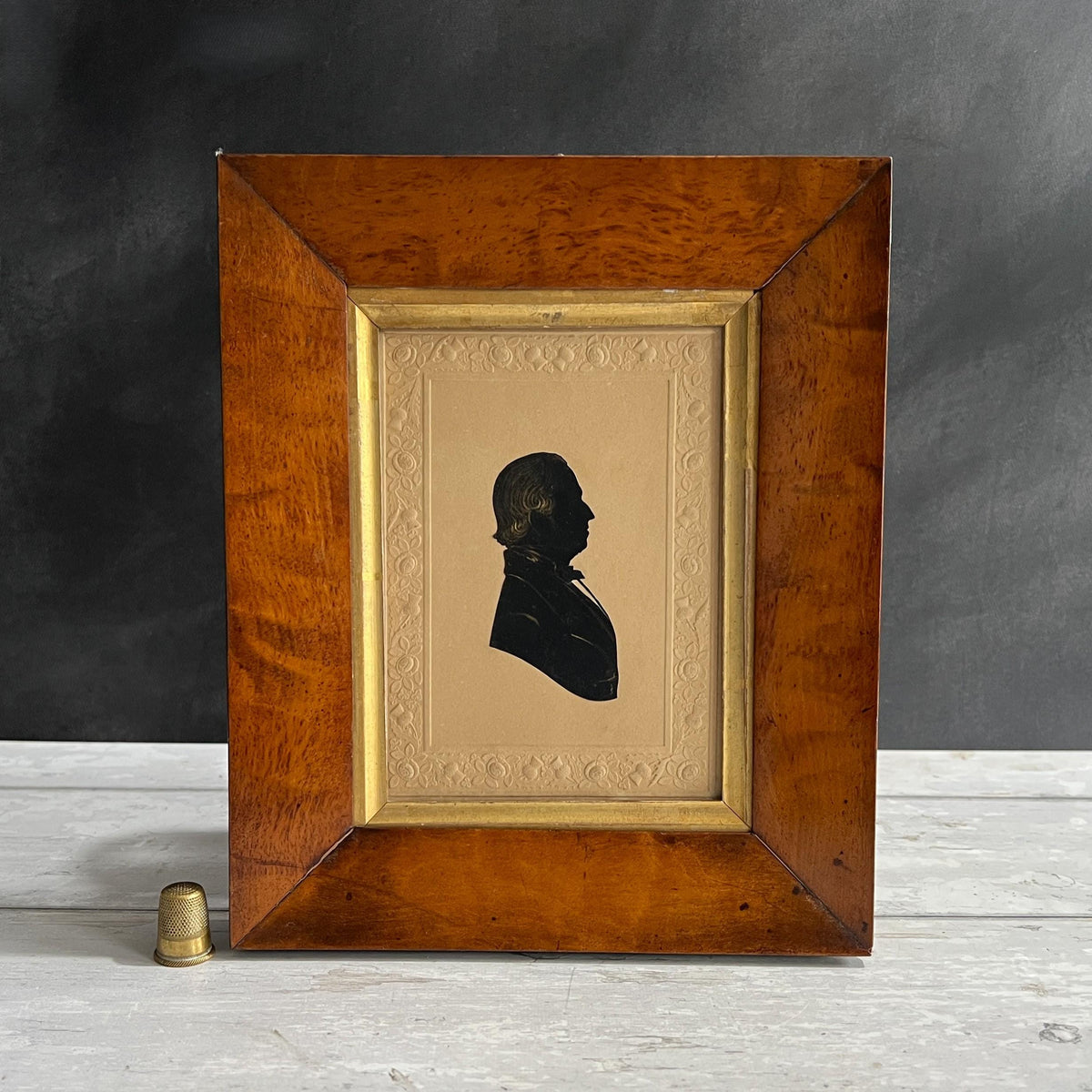 Antique Gentleman Silhouette, Dobbs Embossed Card, C 1840s