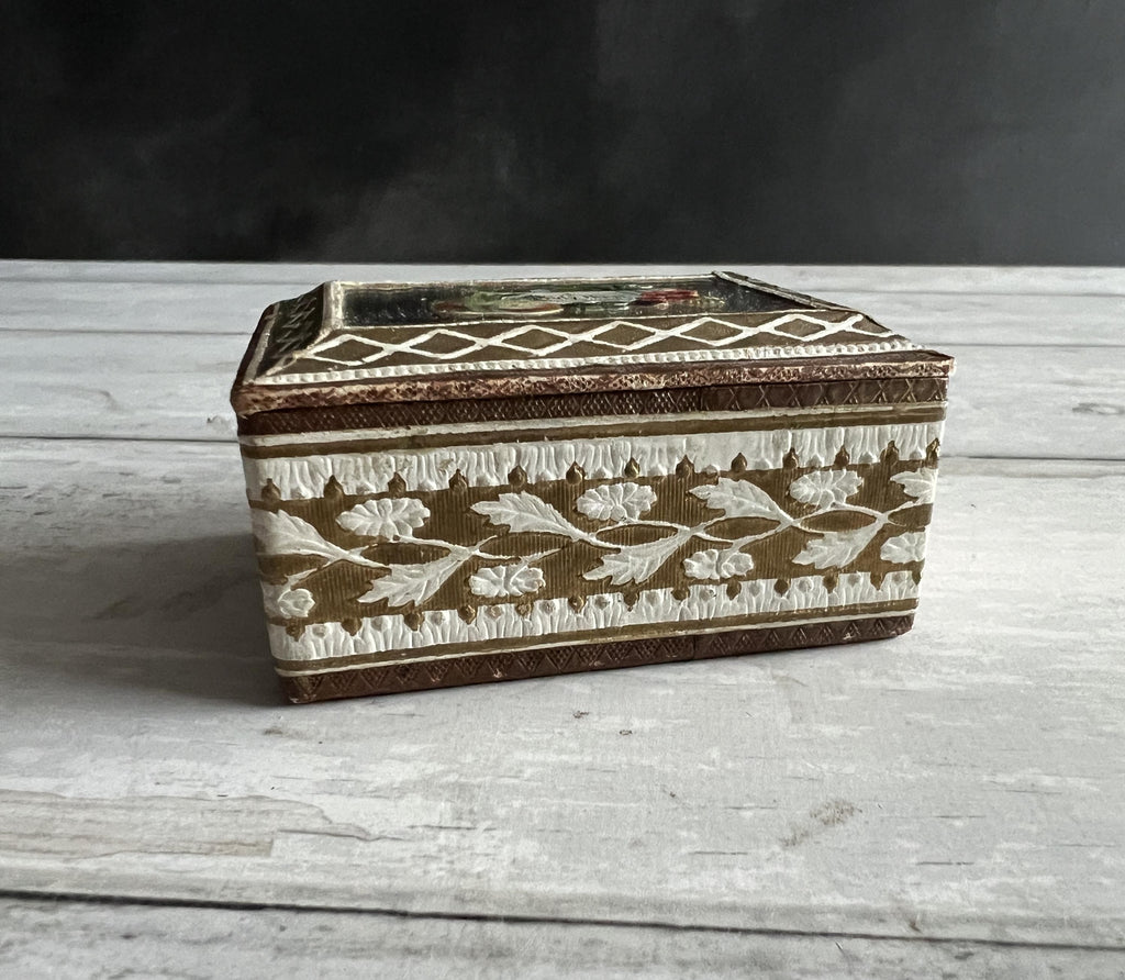 Antique Victorian Miniature Needle Packet Case Sewing Box Mirror Pullout Holder C 1870