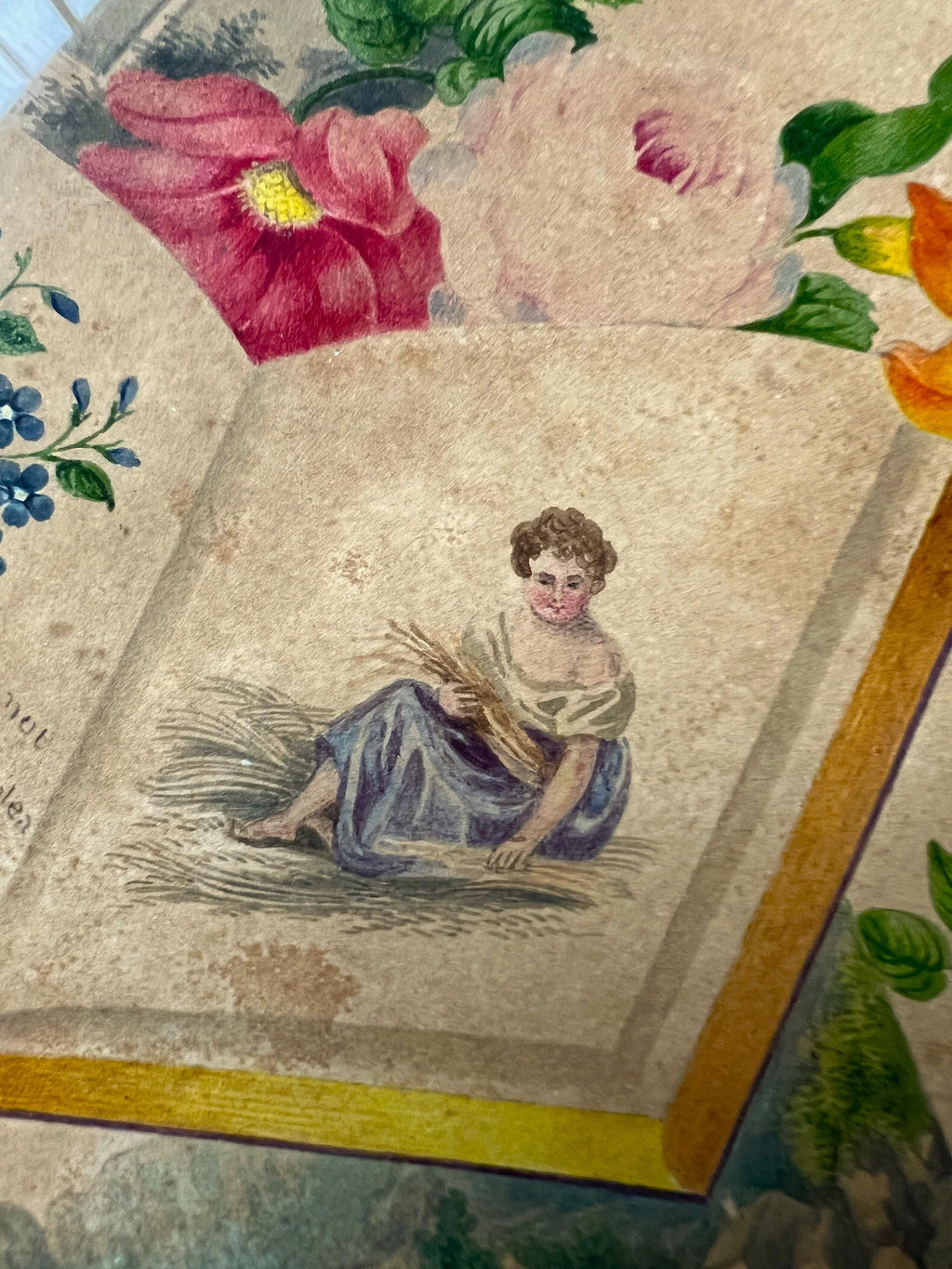 Antique Georgian Trompe-L'oeil Painting C1830s Romantic Valentine