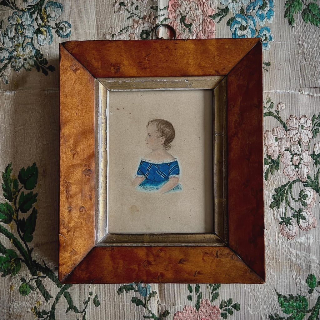 Antique Folk Art Painting Child Portrait Circa 1835