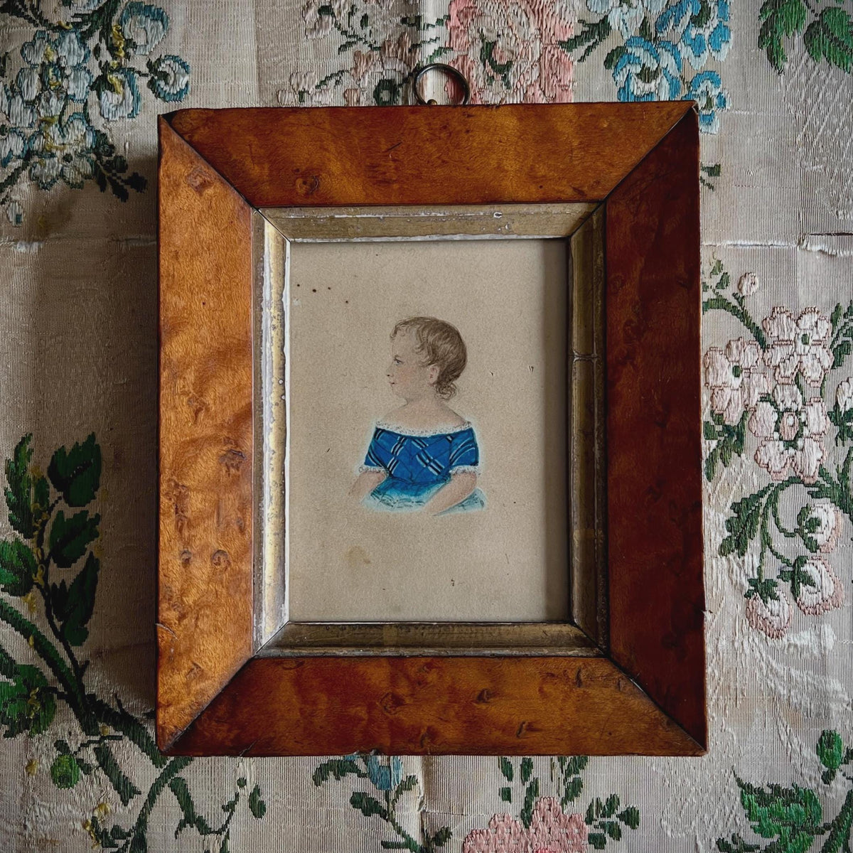 Antique Folk Art Painting Child Portrait Circa 1835