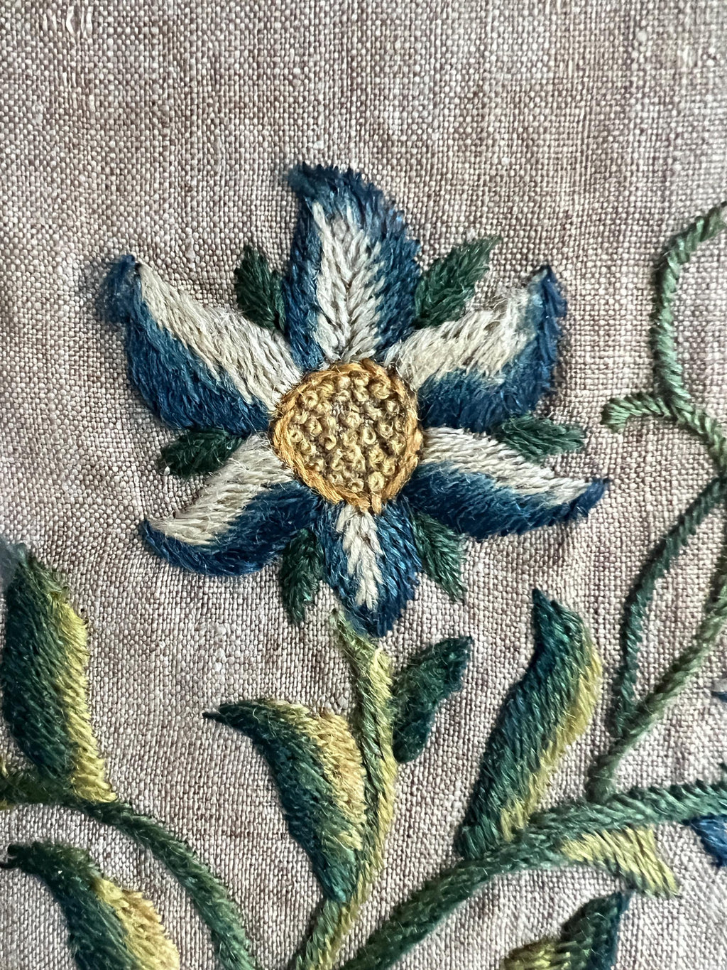 Antique 19th Century Crewelwork Embroidery Panel Circa 1800