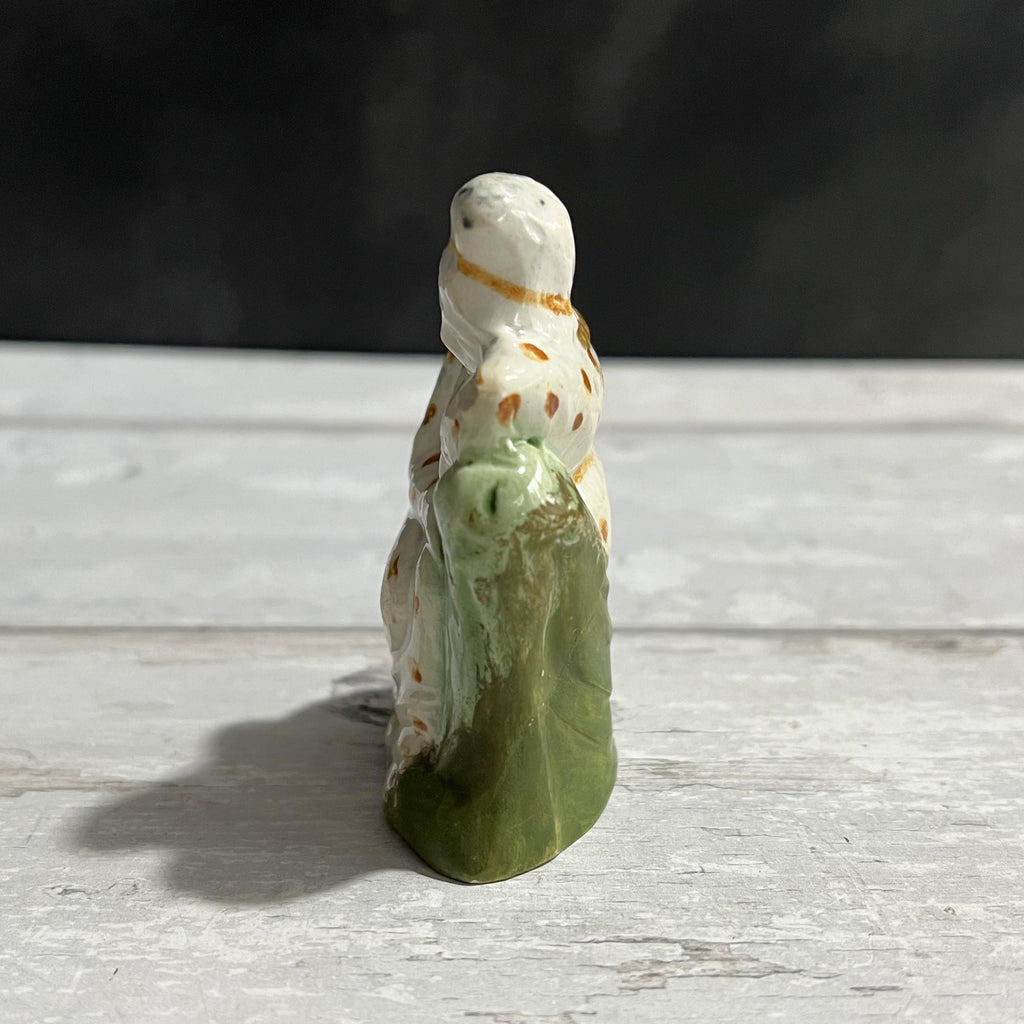 19th Century Toy Prattware Staffordshire Figure Lady Resting Circa 1810 AF