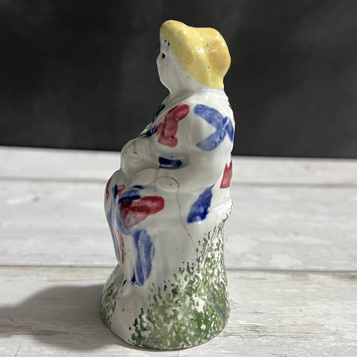 19th Century Miniature Spongeware Figure Circa 1810 Yorkshire Pottery AF