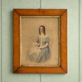 Antique Painting Portrait Mother and Child English Circa 1840