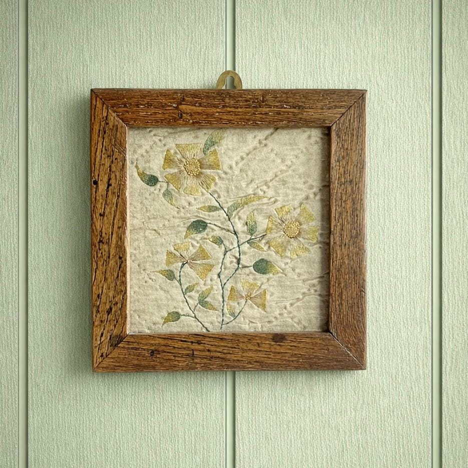 18th Century Silk Embroidery Panel Silk Quilted Ground C 1740