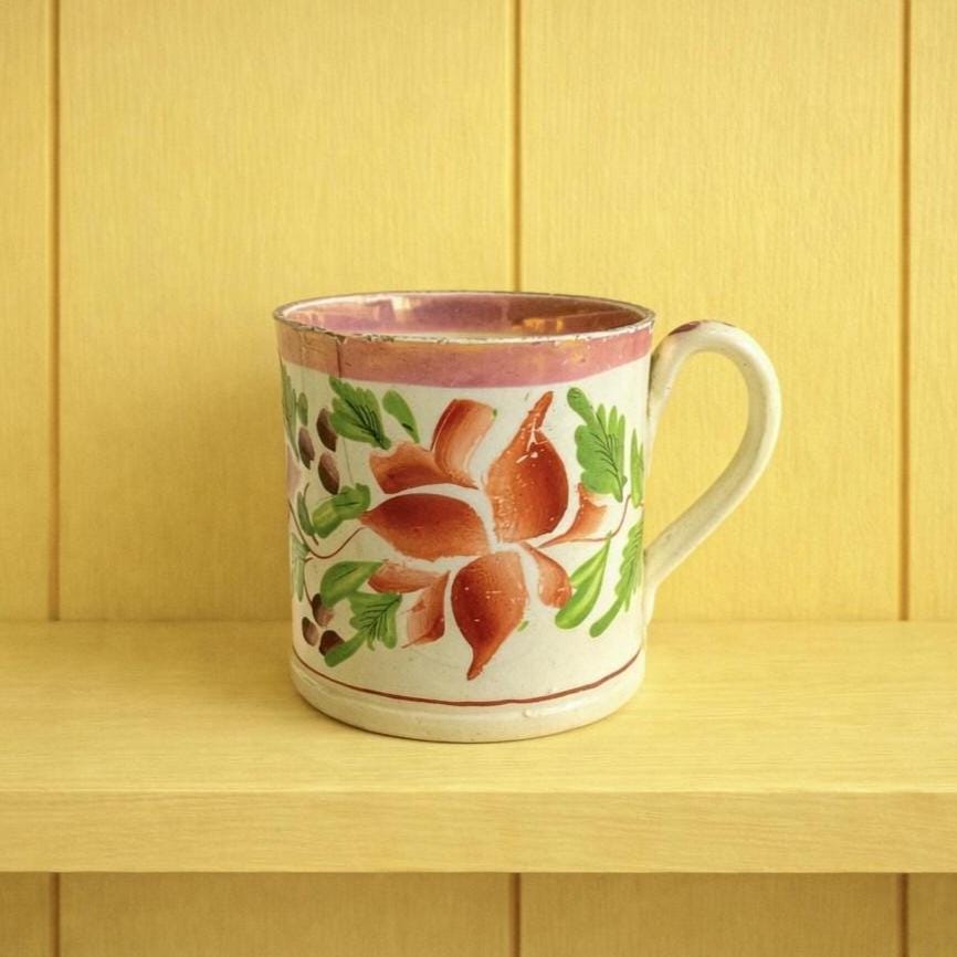 Antique Miniature Toy Mug Floral Lustre Folk Art Children’s China C 1820