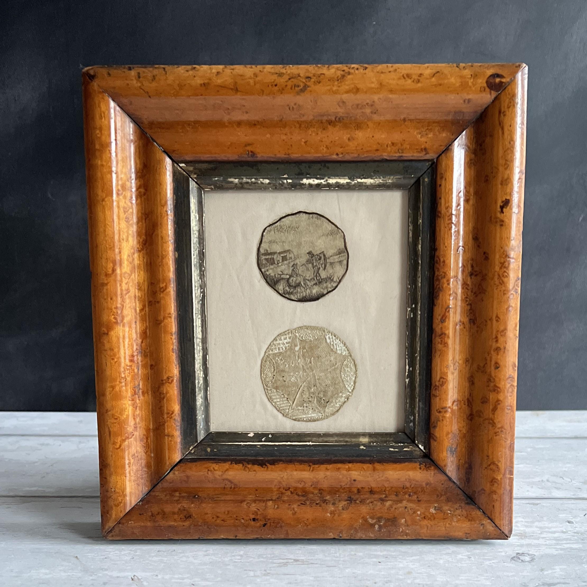 18th Century Pocket Watch Sampler Pair in Hair Work and Paste Work Needle Lace Circa 1790 AF VERY RARE