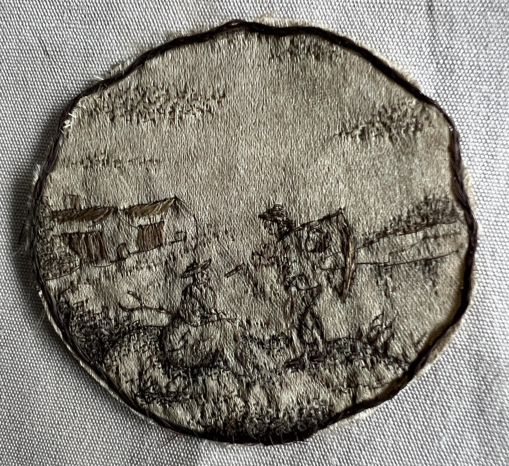 18th Century Pocket Watch Sampler Pair in Hair Work and Paste Work Needle Lace Circa 1790 AF VERY RARE