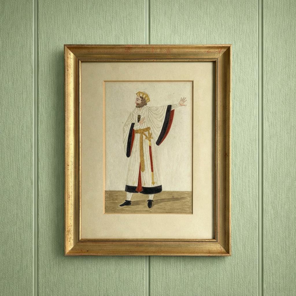 19th Century Pin Prick Portrait King Edward II Robert The Bruce Opera Theatrical