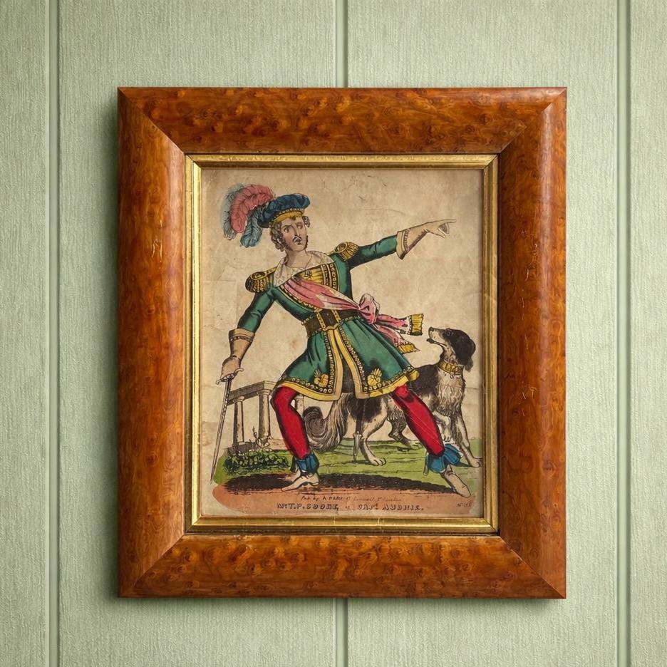 19th Century Theatrical Engraving Print T P Cooke Dog of Montargis Framed
