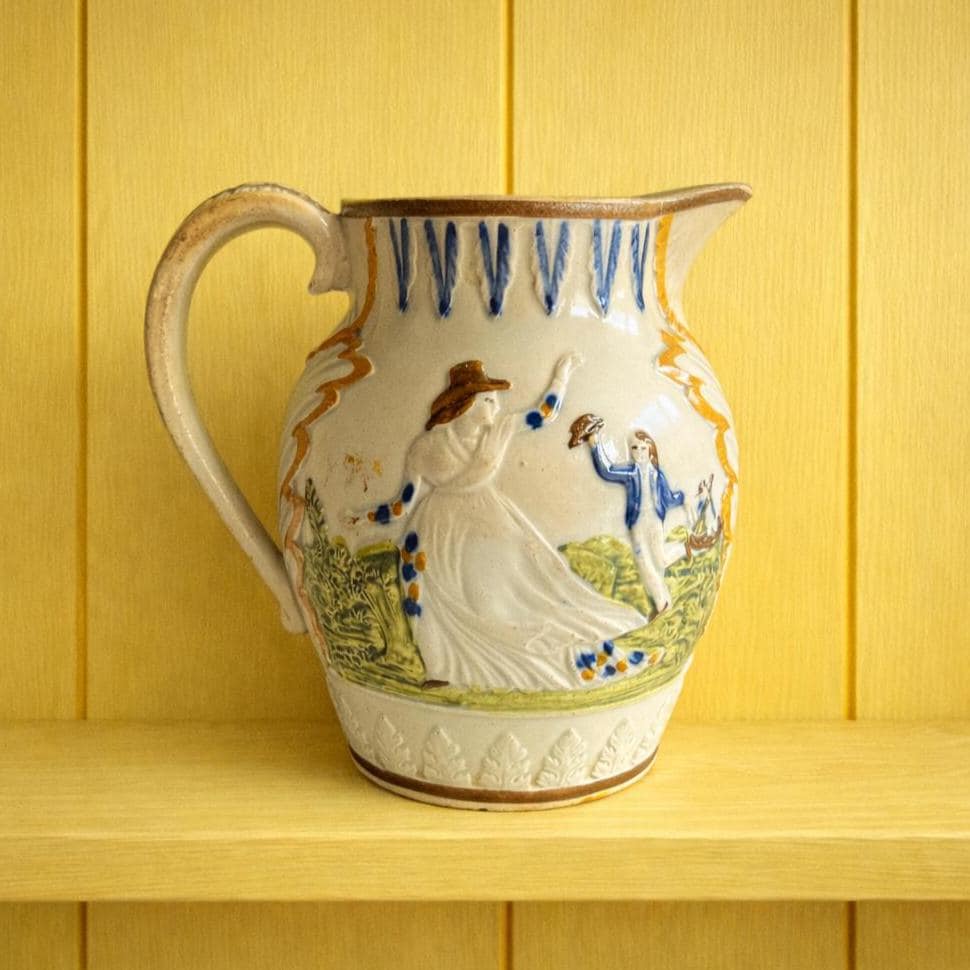 Antique Pratt Ware Jug 1790s Sailor's Farewell Maritime Decor