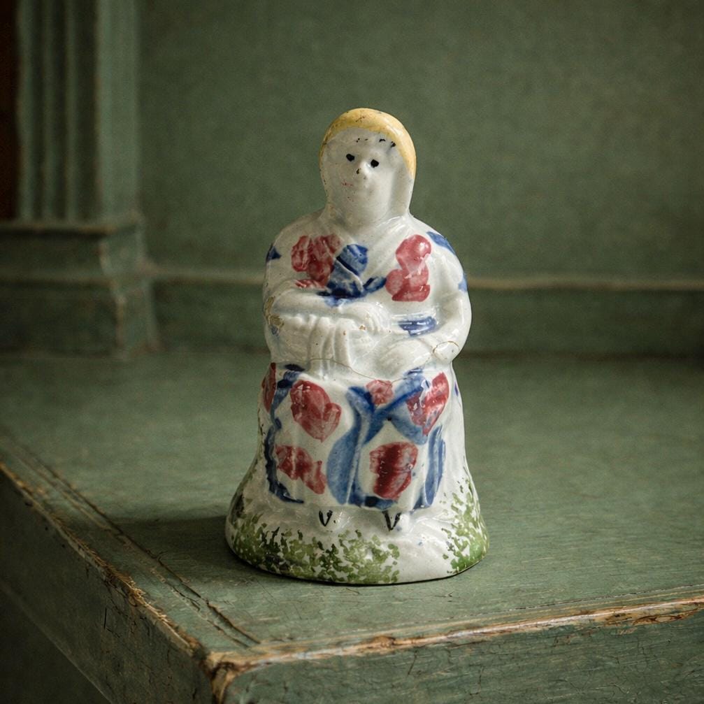 19th Century Miniature Spongeware Figure Circa 1810 Yorkshire Pottery AF