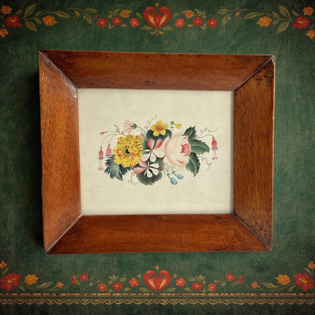 19th Century English Floral Painting Fuchsia Rose C 1830