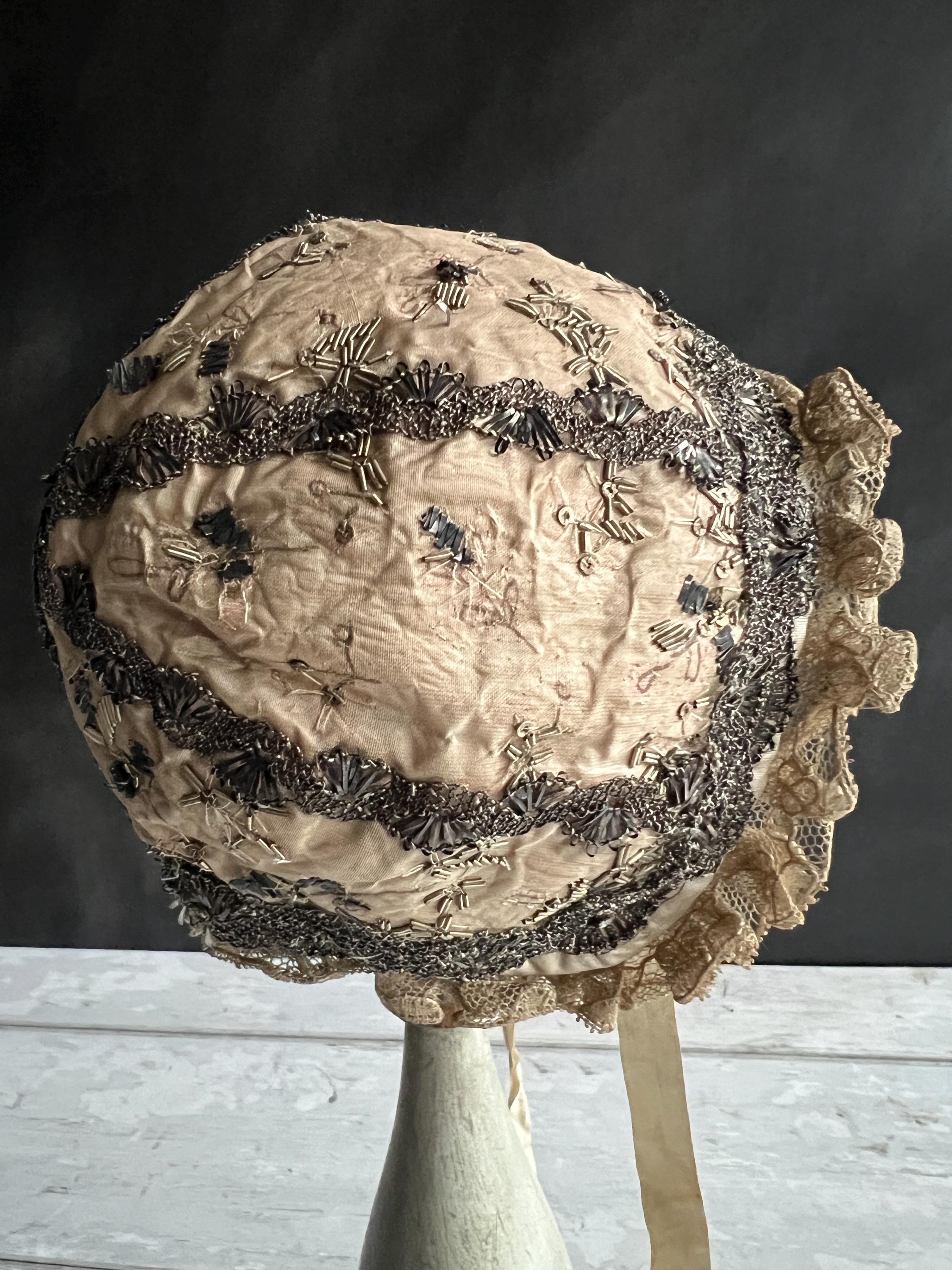 18th Century Silk Baby Cap Spangles Silver Lace Tiny C 1800
